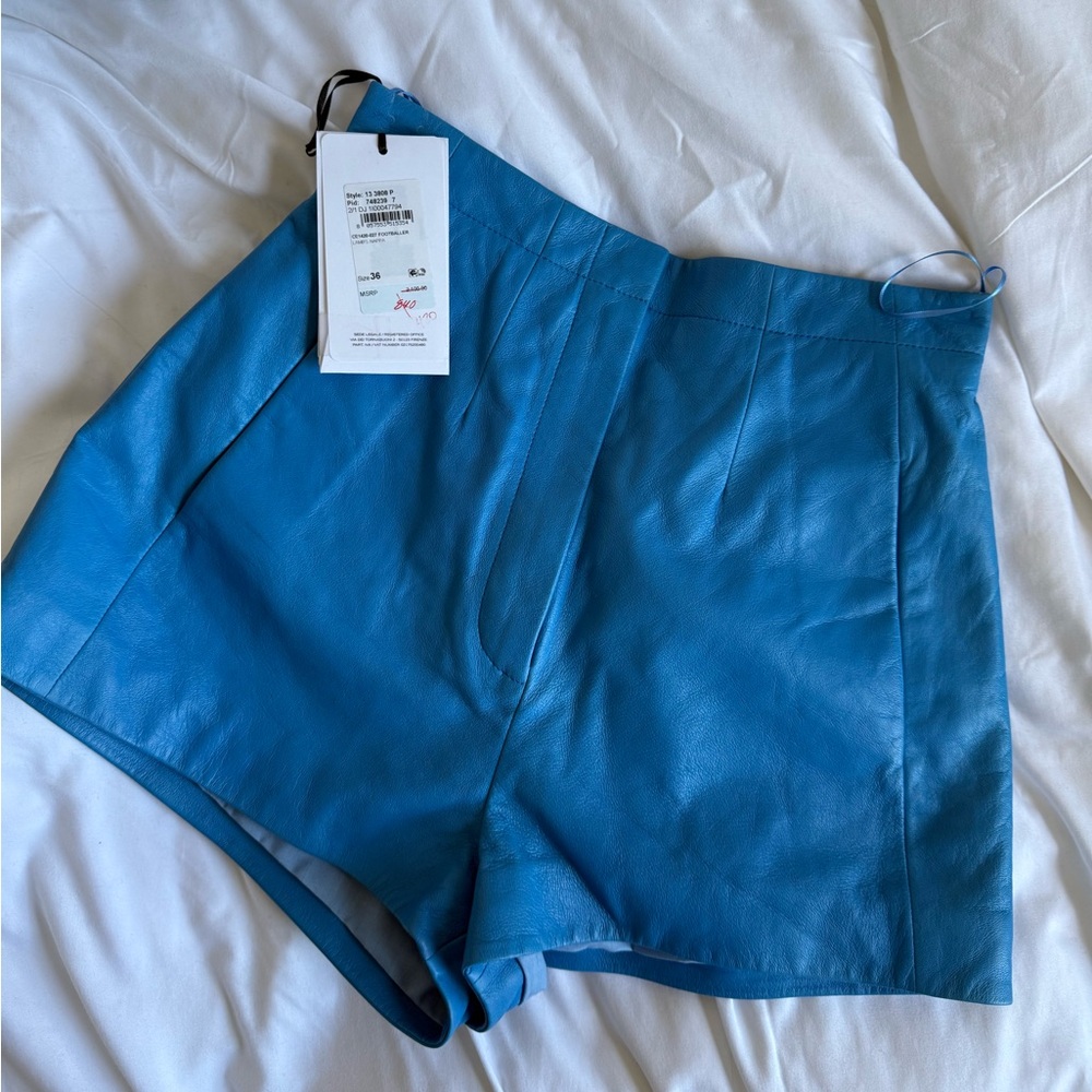 Ferragamo Blue Leather Shorts